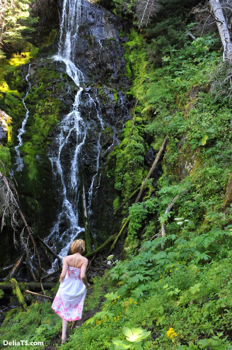 Pretty Delia Erect Under Dress By A Waterfall Photo 18