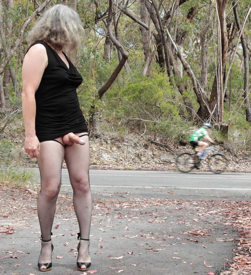 Uncut amateur outdoor crossdresser