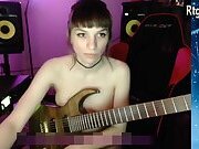  slim trans girl playing the guitar on webcam | Tranny Update